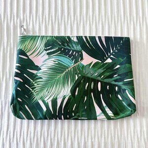 Tropical Print Travel/Make-Up Bag; Palm Print Zippered Canvas Bag; NEW